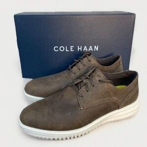 Cole Haan Grand+ Plain Toe Oxford Men 8.5 Dress Shoes Brown Riverstone C40389